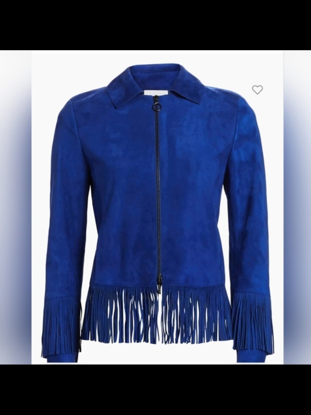 Akris Punto Cobalt Blue Suede Fringe Zip Jacket